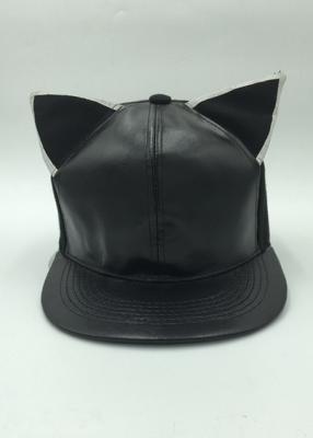 China Cat Ear Leather Snapback Kids Hats Wide Brim , Casual Snapback Hats for sale