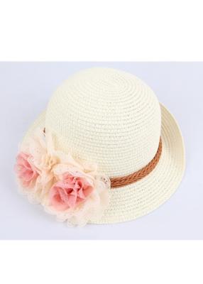 China Sunshade Ladies Wide Brim Straw Hats Flower Derocation For Travel for sale