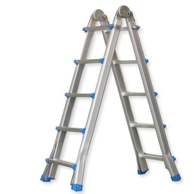 China Folding Ladders Folding Multi-position 4*5 Multi-Use Adjustable Aluminum Telescoping Step Ladder for sale