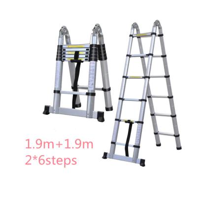 China Folding Ladders Aluminum Double Sides Universal Extending Telescopic Ladder With Hinges 3.8m EN131 for sale