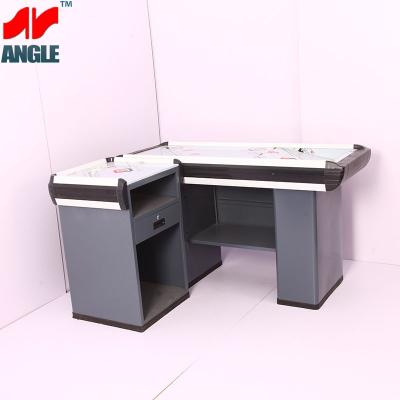 China Durable Supermarket cash register table checkout counter without conveyor belt for sale