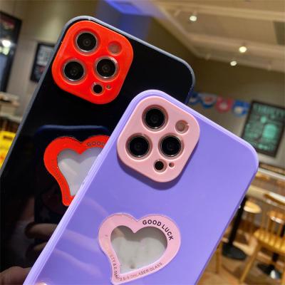 China Soft Color TPU Anti-fall Cover For iPhone 13 ,Cavity Lover Fashionable Heart Shaped Cell Phone Cases For IP 7 8 Plus X XS 11 12 MINI for sale