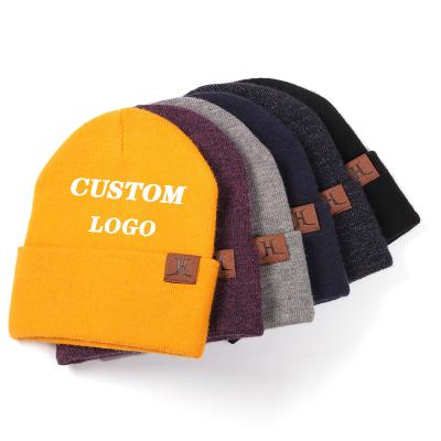 China Custom Labels Logo Solid Color Warm Winter Beanie Knit Hat Character Newcomer Fashion Labels for sale