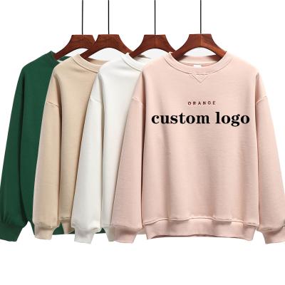 China 2021 Hot Sales New Design Breathable Plus Size Solid Logo Embroidery 100% Custom Women Sweatshirt FO Cotton Training Wear Sweater for sale