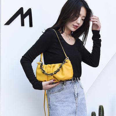 China Fashion ladies 2021 thick small chain PU leather messenger bag shoulder ladies stretching handbags hot for sale