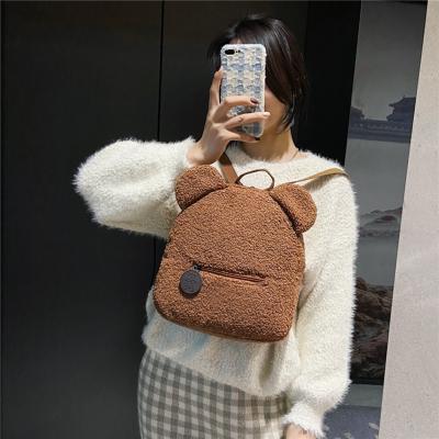 China Autumn/winter new plush backpack anti-theft cute bear ears backpack foldable backpack for girls for sale