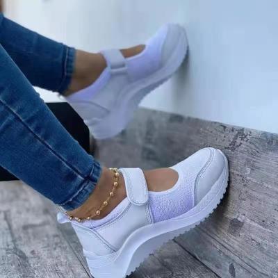 China Lightweight Comfortable Intensified Genuine Mesh Platform Trainers Flat Casual Shoes Thick Bottom Ladies Girls Sneakers for sale