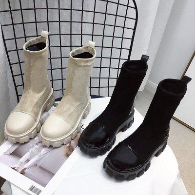 China Waterproof Black Women Sock Boots 2020 White Sock Boots New Platform Ankle Boots Gothic Punk Women Shoes for sale