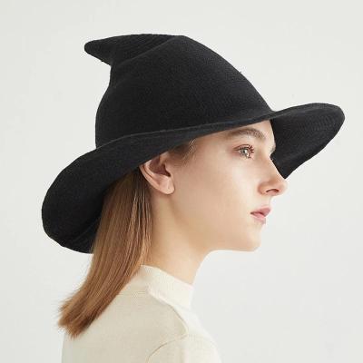 China breathable & Winter Waterproof High Quality Plain Dyed Witch Hat Cotton Hat Knitting Machines Warm Knitted 100% Pointed Hat for sale