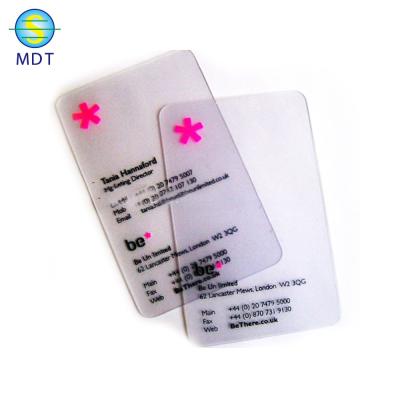 China Business Card MDT A Transparent PVC Card Plastic Clear Card Promotion for sale