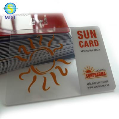 China Plastic Transparent Business Card MDT J Clear Card PVC Business Card for sale