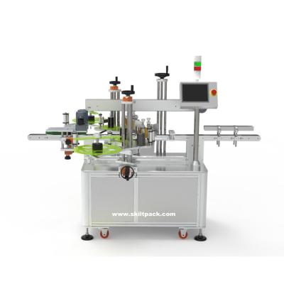 China Beverage SKILT Automatic Carton Box Two Sticker Labeling Machine Corner Sealing Label Applicator for sale