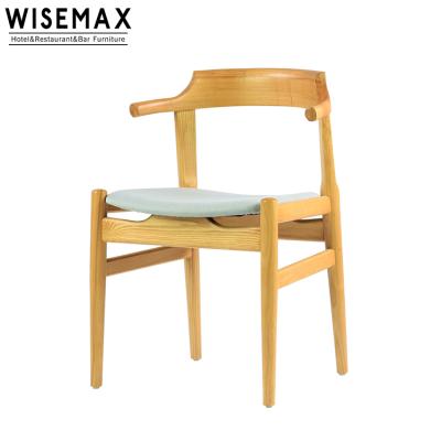 China Nordic modern WISEMAX FURNITURE living room horn chair wooden canteen cafe hotel use dining chair for sale for sale