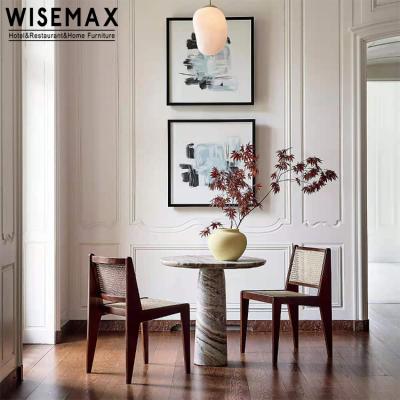 China Nordic WISEMAX FURNITURE Hot Selling Popular Dining Room Cafe Chairs Solid Wood Frame Rattan Dining Chair for sale