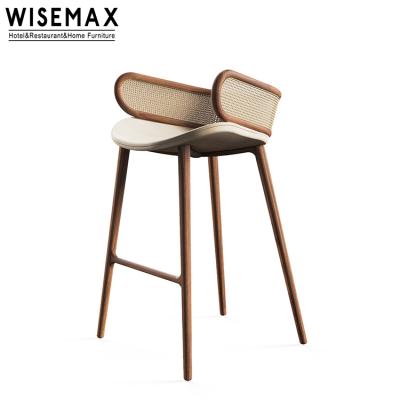 China Nordic modern WISEMAX FURNITURE restaurant interior designer velvet fabric chair high leg bar chair for sale