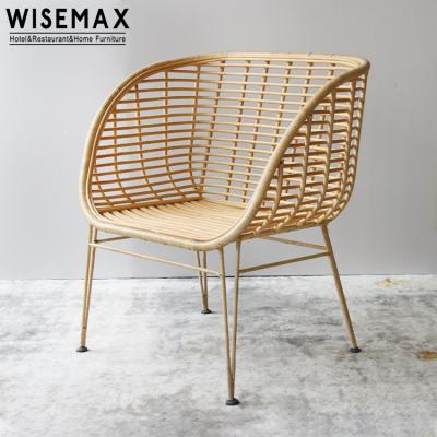 China Nordic French Beach Patio Rattan Balcony Dining Room Furniture WISEMAX Indoor Outdoor Wicker Wicker Chairs for sale