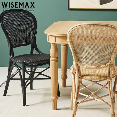 China New Design Canteen Hotel Restaurant Nordic Import Garden Wicker Natural WISEMAX FURNITURE Rattan Weaving Dining Chair for sale