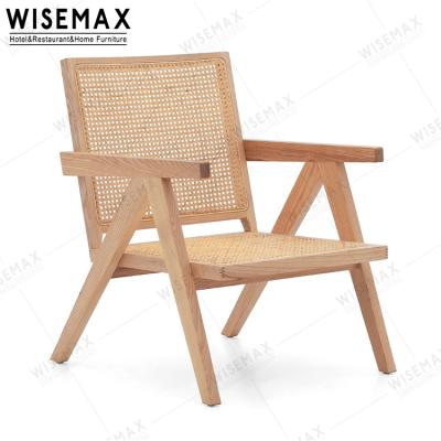 China WISEMAX armrest WISEMAX wood chair wood corbusier chair nordic nature black rattan lounge chair modern leisure chair for sale