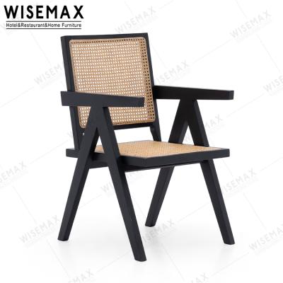 China WISEMAX FURNITURE YARD BALCONY FURNITURE Modern Indoor Wood Armchair Lounger Black Wood Leisure Chair for sale