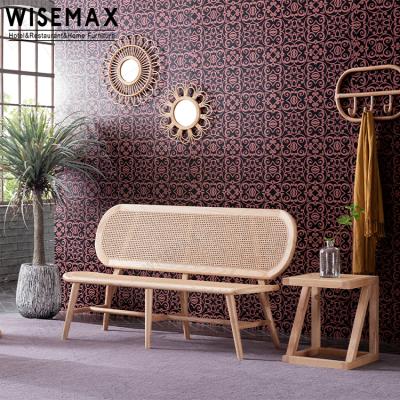 China WISEMAX Indonesia FURNITURE Wholesale Wooden Modern Stylish Bench With Backrest Lounge Wooden Long Chair for sale