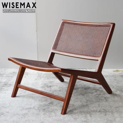 China WISEMAX FURNITURE Patio Furniture Living Room Rattan Seat Leisure Solid Wood Modern Relaxing Chair for sale