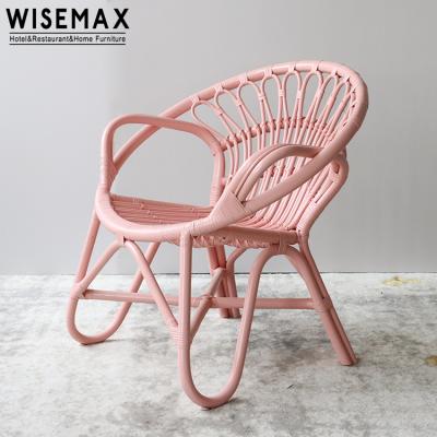 China WISEMAX FURNITURE balcony rattan garden lounge chair hotel cafe simple natural indoor outdoor rattan chair wicker chairs for sale