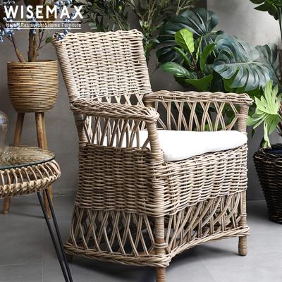 China WISEMAX Nordic FURNITURE Hotel Furniture Outdoor Cane Garden Dining Natural Handmade Rattan Leisure Chair for sale