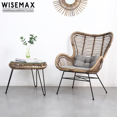 China WISEMAX FURNITURE new style weave classic and modern metal base outdoor patio balcony leisure single seating chair for sale