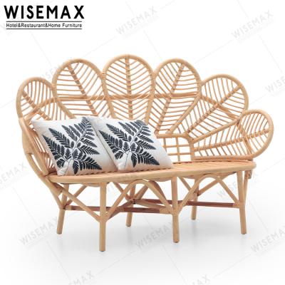 China WISEMAX FURNITURE Modern Specially Designed Peacock Shape Sofa Balcony Garden Cane Furniture Wicker Rattan Sofa Convertible for sale