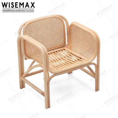 China WISEMAX wicker sofa furniture balcony living room furniture retro rattan sofa chair single seat wicker backrest for sale