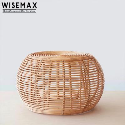 China WISEMAX Rattan MEUBLES Modern Home Decor Table With Unique Design Round Woven Accent Coffee Table for sale