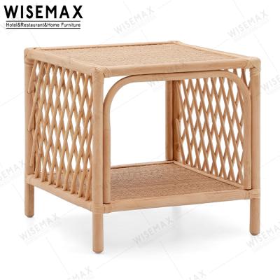 China WISEMAX FURNITURE Square Modern Furniture Rattan Wicker Tea Table Nordic Retro Coffee Table Design For Sale for sale