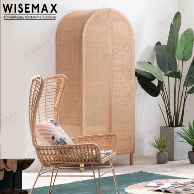 China WISEMAX FURNITURE Living Room Furniture Nordic Wooden Modern Wooden Round Frame Half Wardrobe High Legs Wardrobe for sale