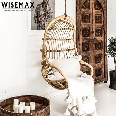 China WISEMAX FURNITURE Rattan Swing Chair Simple Modern Hanging Lounge Patio Balcony Swing Classic and Modern for sale