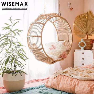 China WISEMAX FURNITURE Classic and Modern Indoor Nordic Indoor Rattan Bedroom Living Room Furniture Round Shape Adult Swing for sale