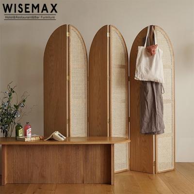 China WISEMAX FURNITURE INDONESIA Retro Decorative Folding Screen Partition Screen Home Hotel Nordic Wooden Entrance Wooden Classical for sale