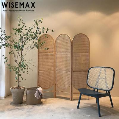 China WISEMAX FURNITURE Elegant Style Screen Wood Frame French Classic and Modern Luxury Wicker Rattan Weaving Screen for Restaurant for sale