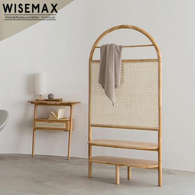 China WISEMAX FURNITURE FURNITURE style divider classic and modern wood modern screen decoration double rattan screen for sale