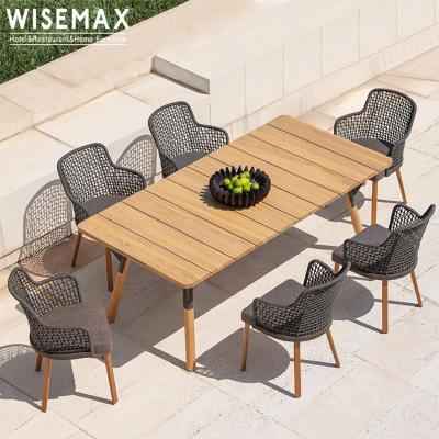 China WISEMAX FURNITURE Wholesale Color Classic and Modern Customize Outdoor Metal Armchair/Wooden Leg Unique Design Garden Patio Dining Chair for sale