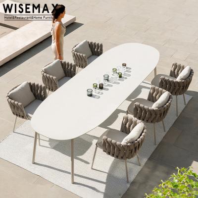 China WISEMAX FURNITURE Classic and Modern Fashionable Europe Style Outdoor Dining Aluminum Garden Set Modern Rope Weaving Dining Chair for sale