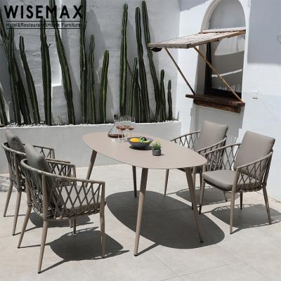 China WISEMAX FURNITURE Factory Latest Design Classic and Modern Yard Leisure Wicker Outdoor Canteen Rope Dining Chair for sale