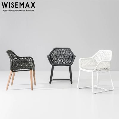 China WISEMAX latest home classic and modern classic metal dining chair wood leg canteen chair modern bar stool for coffee shop for sale