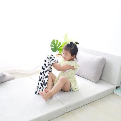 China 2021 Popular Tri Color Foldable High-grade Gray Children's Floor Cushion Living Room Guest Room Guest Room Sleeping Jumping Mattress for sale