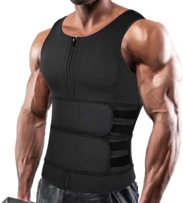 China Durable Tank Top Trimmer Body Shaper With Two Belt Men Neoprene Sauna Zipper Waist Trainer Vest for sale