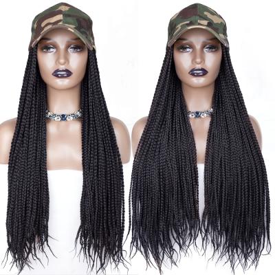 China Camouflage Straight Cap With Wig Tied Synthetic Jumbo Locs Long Box Braided Butterfly Wigs Caps For Black Women for sale