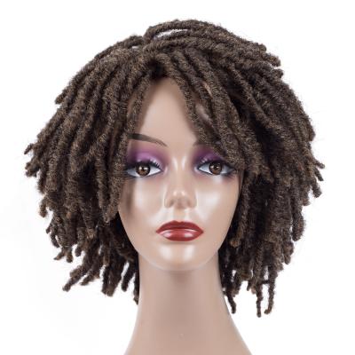 China Synthetic Afro Kinky Curly Micro Braiding Hair Dreadlock Short Lace Front Wigs Afro Bangs Wigs dropshipping for sale