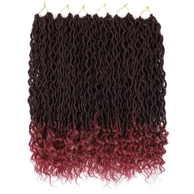 China Goddess Curly Wavy Synthetic Faux Crochet Low Temperature Fiber ombre locs crochet braids micro locs hair for sale