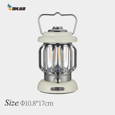 China Portable Outdoor LANDSCAPE Hanging Tent Light, Rechargeable LED Camping Lantern Vintage Camping Lights Retro Style Camping Lamp for sale