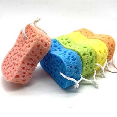 China EXFOLIATE Promotional Colorful Soft Plastic Sliver Grip Cheap Bath Pouf Sponge for sale