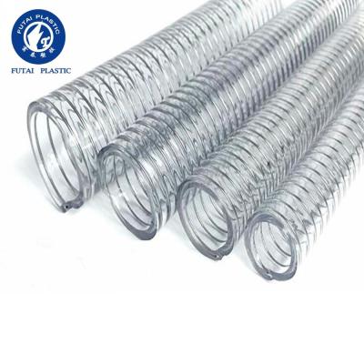 China Transparent Water Spiral Pvc Hose PVC Clear Soft Flexible Steel Wire Tube Hose Conveying for sale